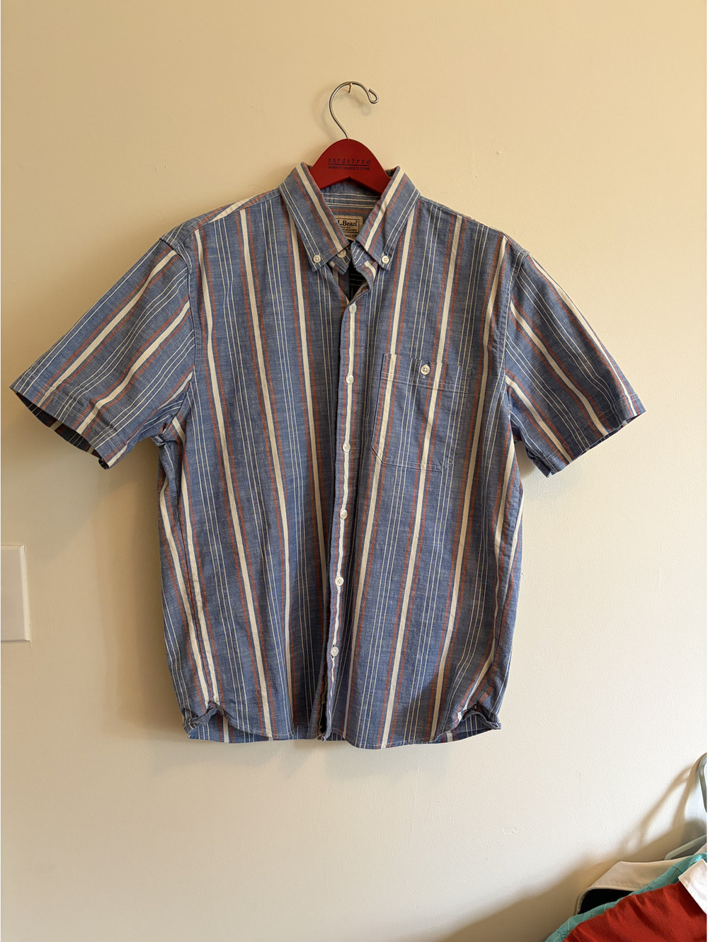 Vintage LL Bean Short Sleeve Stripe Button Up Shirt